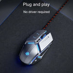 Chuột có dây cơ học chơi game USB Inphic W-02 6 phím lập trình macro phát sáng cho văn phòng tại nhà, W-02 (Xám kim loại)