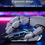 Chuột có dây cơ học chơi game USB Inphic W-02 6 phím lập trình macro phát sáng cho văn phòng tại nhà, W-02 (Xám kim loại)