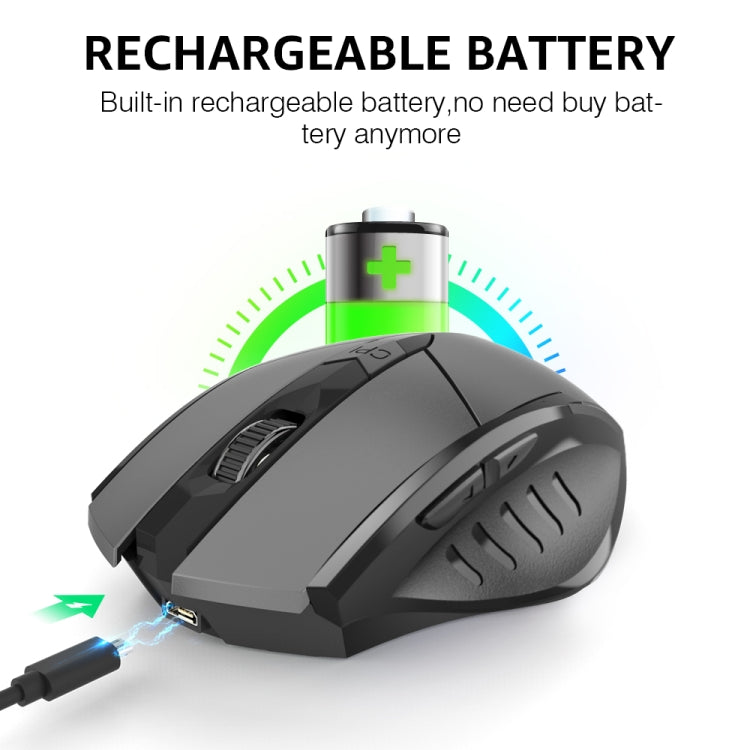 Chuột cơ học không dây chơi game Inphic A1 6 phím 1000/1200/1600 DPI, Màu: Xám không dây + Bluetooth 4.0 + Bluetooth 5.0, Đen không dây + Bluetooth 4.0 + Bluetooth 5.0, Phiên bản im lặng sạc không dây, Xám phiên bản im lặng sạc không dây