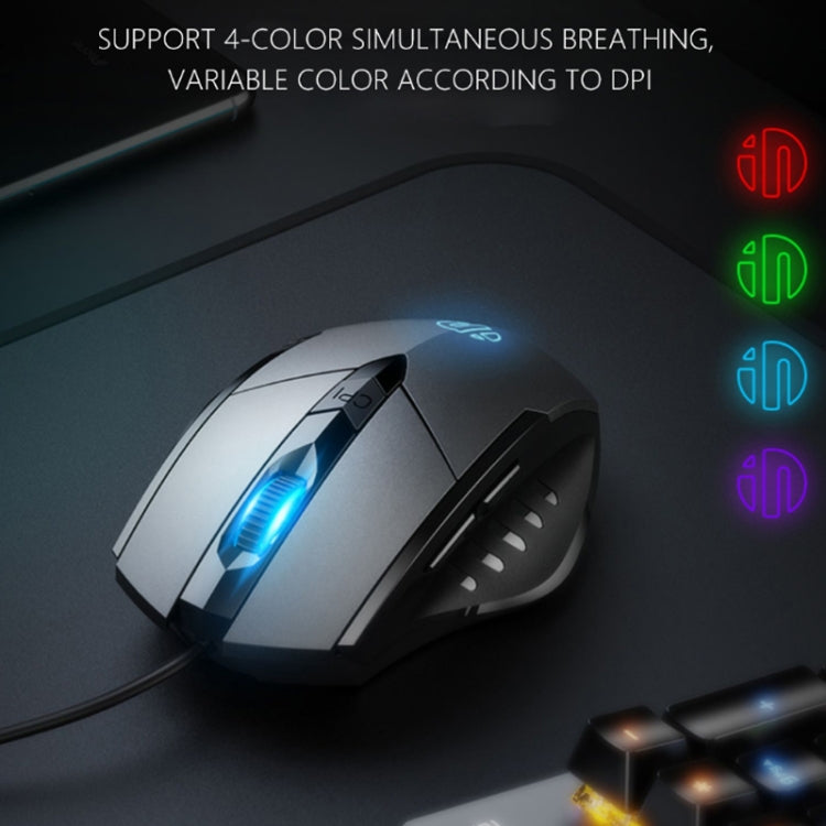 Chuột có dây chơi game định nghĩa macro phát sáng im lặng Inphic PW1, chiều dài cáp: 1,5m, Phiên bản kinh doanh đen im lặng, Phiên bản chơi game đen im lặng, Phiên bản chơi game xám titan im lặng
