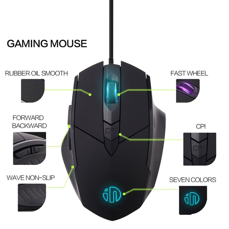 Chuột có dây chơi game định nghĩa macro phát sáng im lặng Inphic PW1, chiều dài cáp: 1,5m, Phiên bản kinh doanh đen im lặng, Phiên bản chơi game đen im lặng, Phiên bản chơi game xám titan im lặng