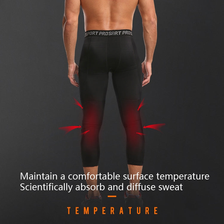 Quần thể thao chống va đập đàn hồi cao Lycra tổ ong cho nam, quần thể dục bóng rổ dài bảy phần, S, M, L, XL, XXL, XXXL