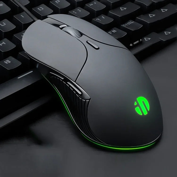 Chuột có dây chơi game định nghĩa macro văn phòng kinh doanh im lặng Inphic PB1, chiều dài cáp: 1,5m, Đèn thở cổ điển phía sau, Đèn thở trắng mờ