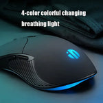 Chuột có dây chơi game định nghĩa macro văn phòng kinh doanh im lặng Inphic PB1, chiều dài cáp: 1,5m, Đèn thở cổ điển phía sau, Đèn thở trắng mờ