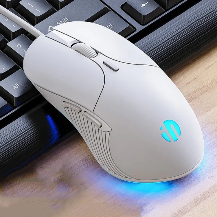 Chuột có dây chơi game định nghĩa macro văn phòng kinh doanh im lặng Inphic PB1, chiều dài cáp: 1,5m, Đèn thở cổ điển phía sau, Đèn thở trắng mờ