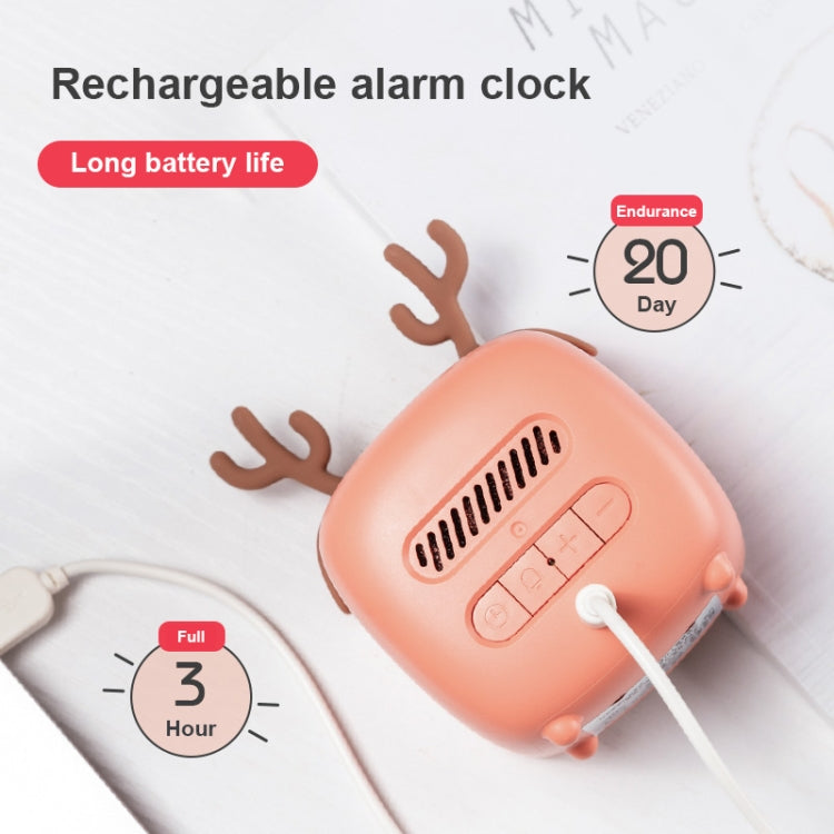 Cartoon Deer Shape Children Snooze Multifunctional USB Rechargeable Student LED Alarm Clock