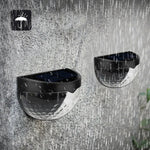 2 chiếc đèn tường năng lượng mặt trời LED ngoài trời hình bán nguyệt cho hàng rào vườn bãi cỏ