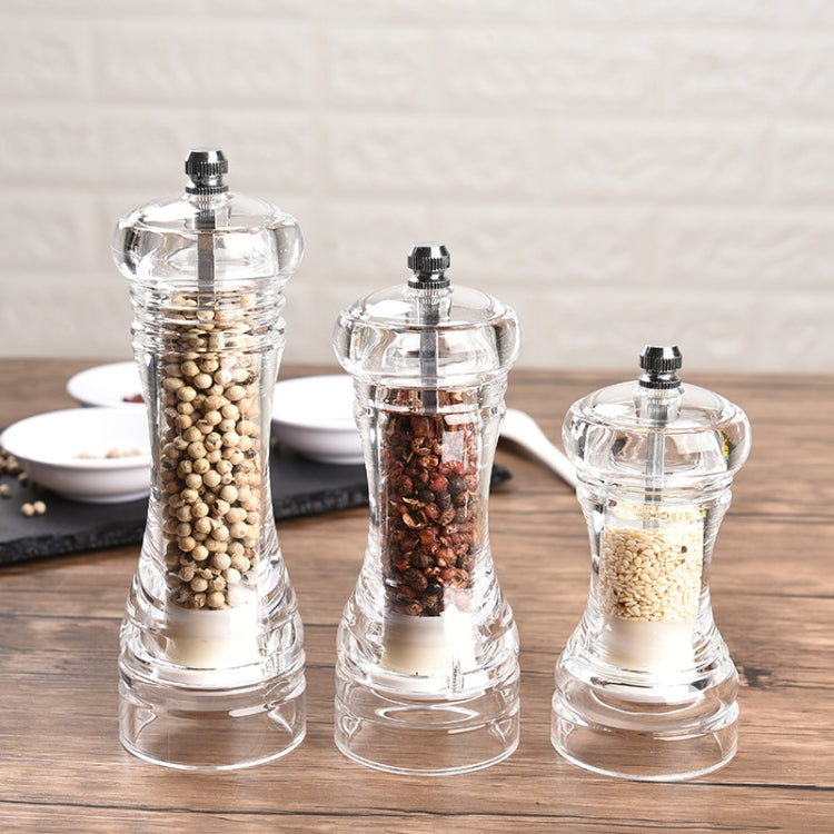 Máy xay tiêu trong suốt bằng acrylic, thủ công, lõi gốm, lọ gia vị đa năng, 4 inch, 5 inch, 6 inch