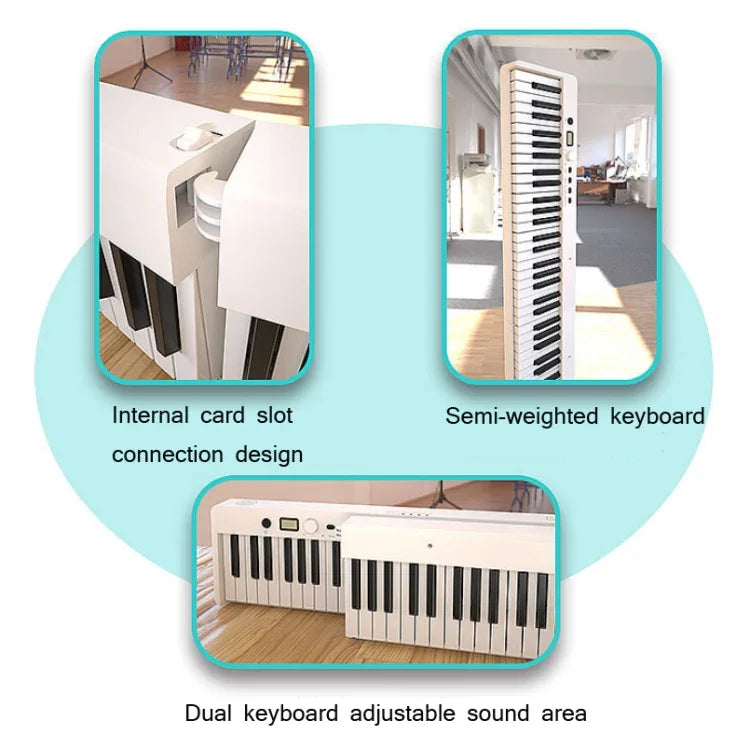 Đàn Piano Điện Tử Gập Gọn 88 Phím Wersi Cho Người Mới Tập Luyện, Phích Cắm CN, USB Màu Trắng, USB Màu Đen