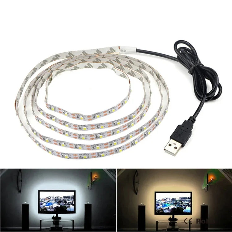 Đèn LED dây epoxy SMD 2835 nguồn USB trang trí bàn Giáng Sinh, đèn nền TV, 1m, 5m