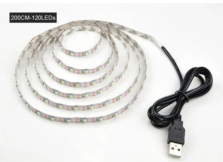Đèn LED dây epoxy SMD 2835 nguồn USB trang trí bàn Giáng Sinh, đèn nền TV, 1m, 5m