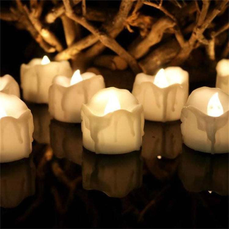 12 cái/hộp Nến LED điện tử mô phỏng sáp trà nước mắt Nến điện tử trang trí đám cưới