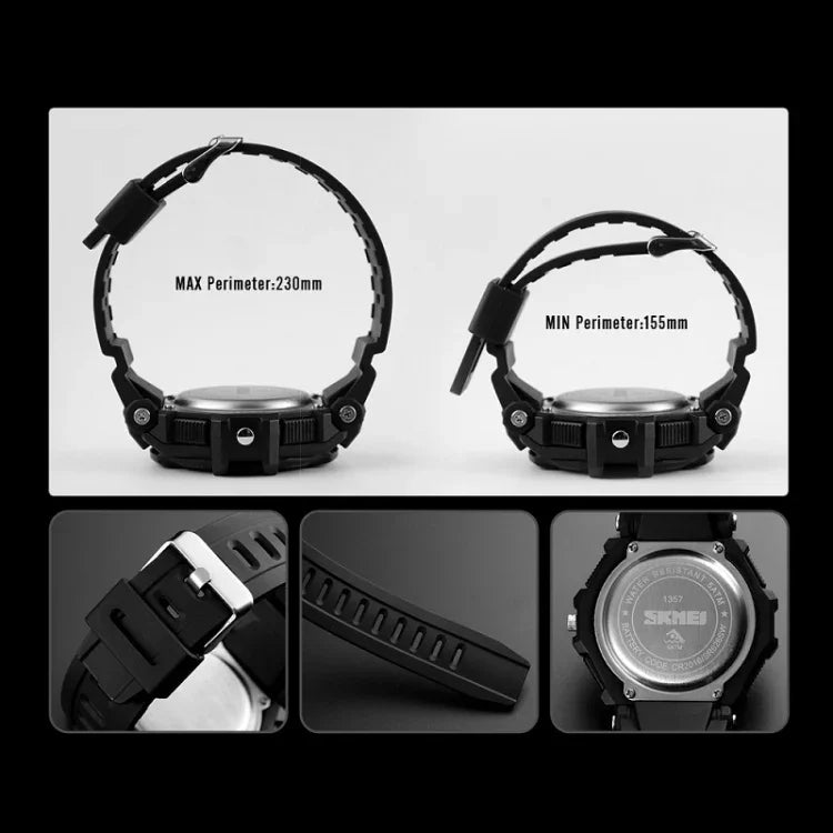 Đồng hồ kỹ thuật số thể thao đa chức năng SKMEI 1357 cho nam, đồng hồ chống nước cho học sinh, màu đỏ, xanh dương, đen