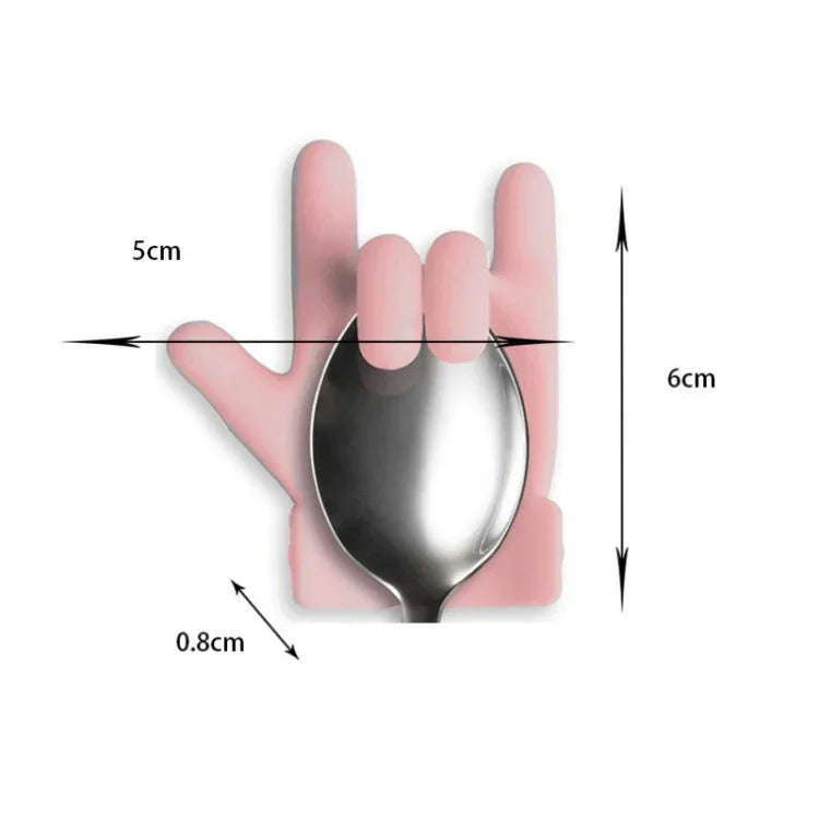 2 cái giá đỡ thìa trà hình ngón tay nhỏ, giao màu ngẫu nhiên