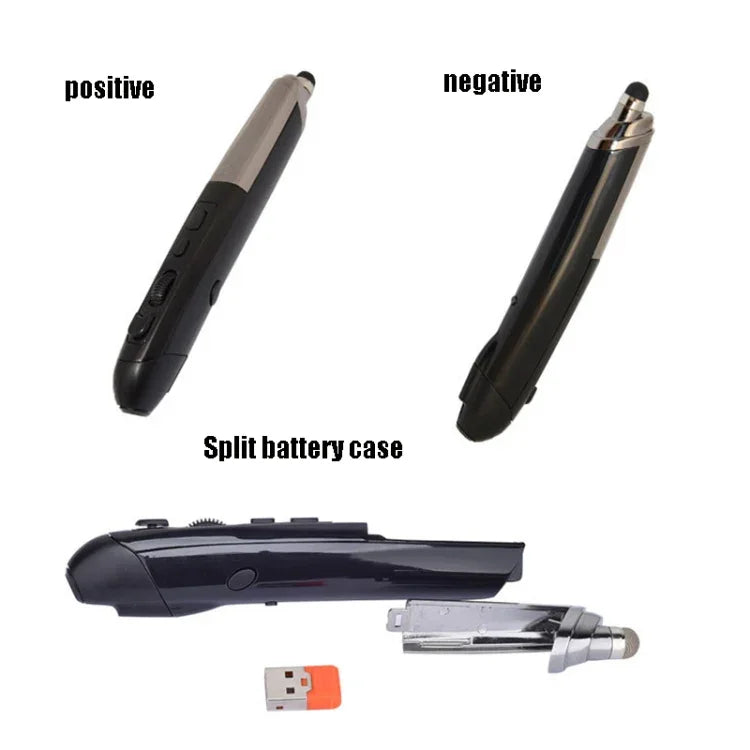 PR-08 Bút bảng điện tử không dây 2.4G 6 phím 1600DPI Bút đa chức năng chuột PPT lật trang, Trắng, Đỏ, Xanh, Đen, Xám bạc