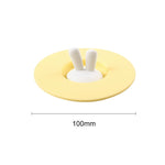 Nắp cốc silicone hình tai thỏ an toàn thực phẩm, nắp đậy kín bụi, chống rò rỉ cho cốc hoạt hình, màu vàng, xanh lá, hồng