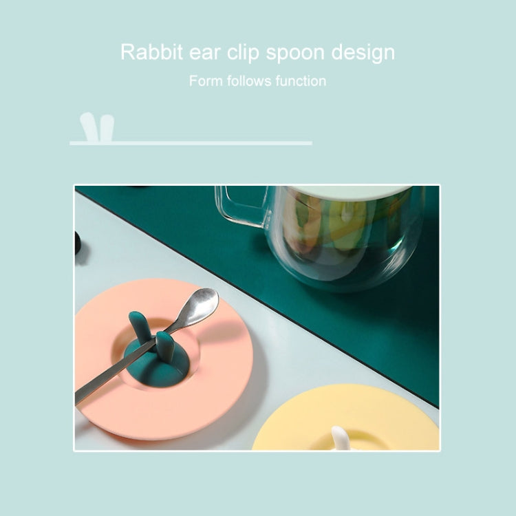 Nắp cốc silicone hình tai thỏ an toàn thực phẩm, nắp đậy kín bụi, chống rò rỉ cho cốc hoạt hình, màu vàng, xanh lá, hồng