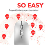 Chuột không dây M103 1600DPI 5 phím 2.4G sạc pin, chuột văn phòng thông minh AI hỗ trợ 28 ngôn ngữ, màu trắng, đen, bạc, vàng hồng, xám