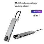 Trạm kết nối HUB WC7367 8 trong 1 87W Type-C sang PD+USB3.0/USB2.0+SD+TF+HDMI+RJ45+Type-C, WC7367