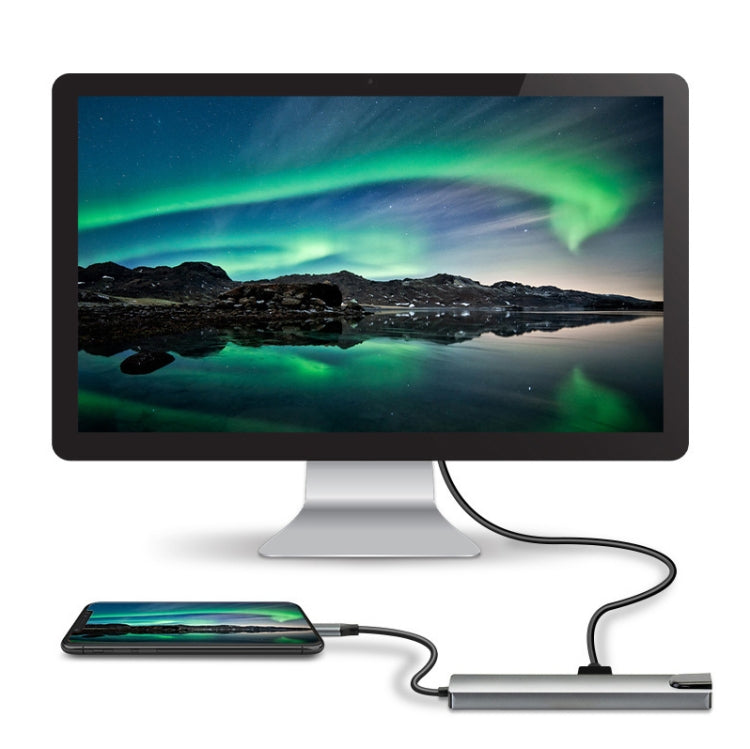 Trạm kết nối HUB WC7367 8 trong 1 87W Type-C sang PD+USB3.0/USB2.0+SD+TF+HDMI+RJ45+Type-C, WC7367