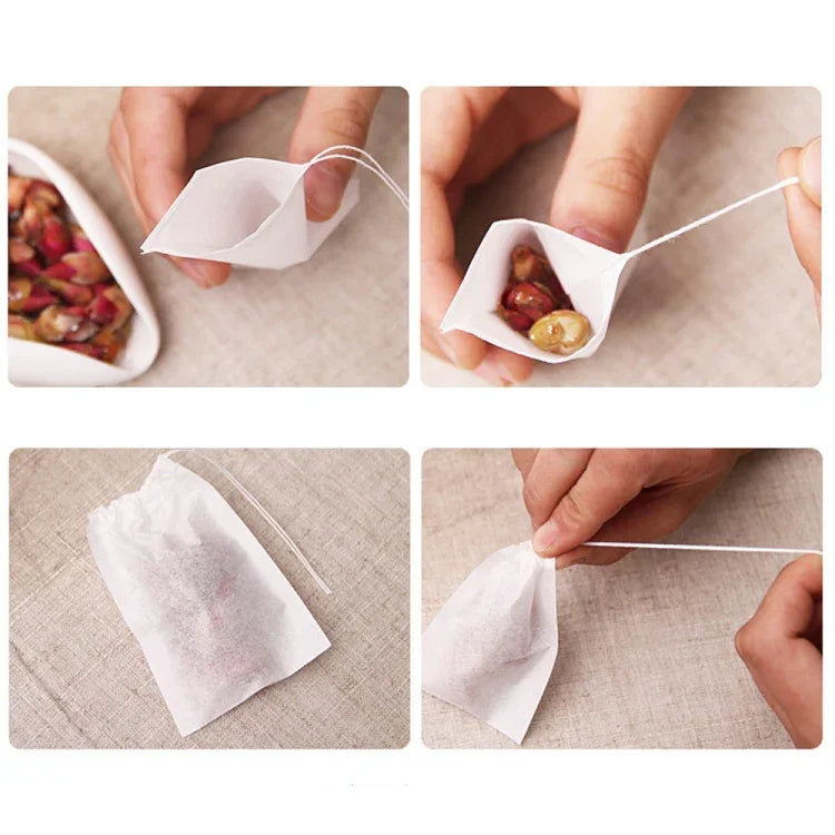 100 túi lọc trà có mùi thơm kèm giấy lọc có niêm phong, Kích thước: 5.5 x 7cm, Túi lọc trà
