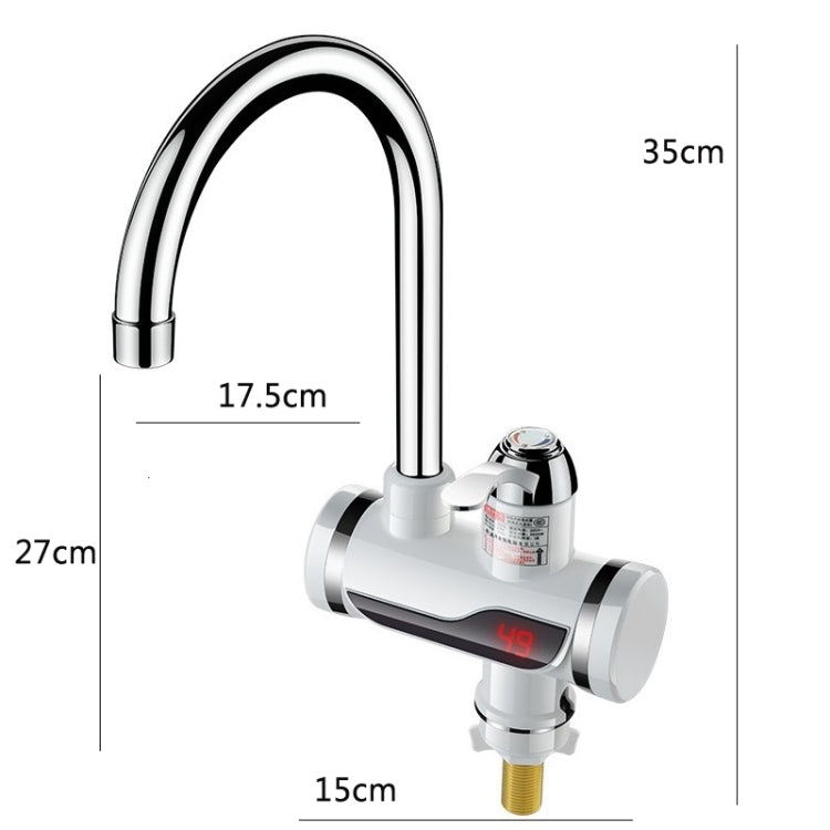 Vòi nước nóng lạnh điện tử nóng lạnh tức thì cho bếp, phích cắm EU, hiển thị đèn, đầu vào nước dưới, đầu vào nước bên, bảo vệ chống rò rỉ đầu vào nước dưới, bảo vệ chống rò rỉ đầu vào nước bên
