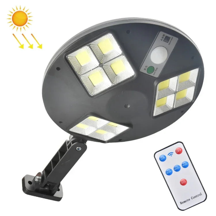 Đèn đường cảm biến cơ thể người năng lượng mặt trời 144 COB, đèn tường vườn có điều khiển từ xa, đèn an ninh ngoài trời