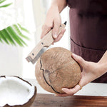 Dụng cụ mở dừa đa năng bằng thép không gỉ với tay cầm gỗ, dao cắt cơm dừa, dụng cụ nhà bếp, dụng cụ mở vỏ dừa