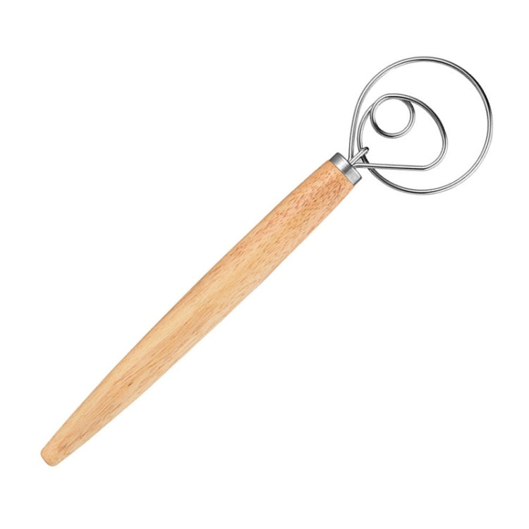 2 cái que trộn bột bằng thép không gỉ cán gỗ sồi 13 inch, phới lò xo, khuấy đơn vòng, khuấy đôi vòng, khuấy ba vòng