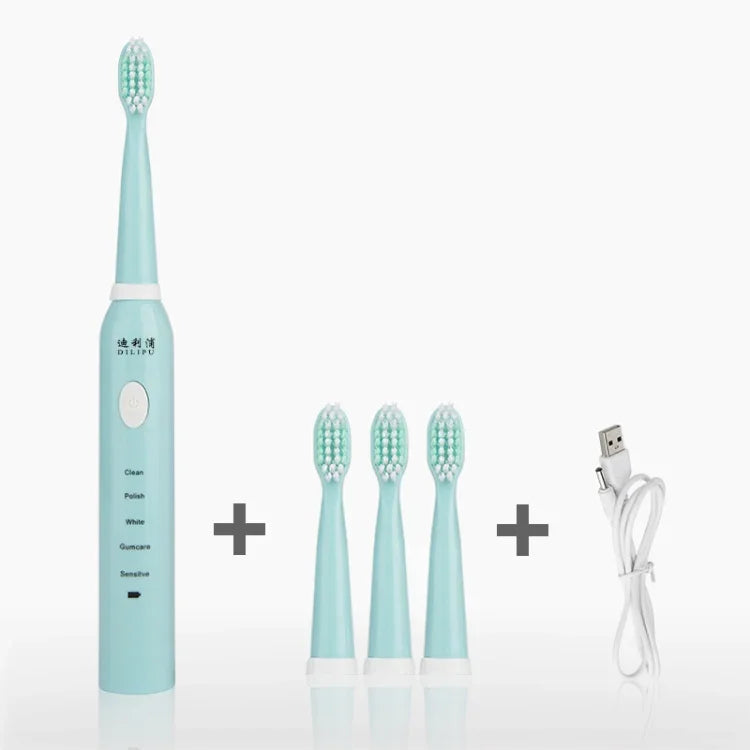 Bàn chải đánh răng điện DELIPU sạc pin, điều chỉnh 5 tốc độ sóng âm cho trẻ em và người lớn, chống nước, lông mềm làm trắng răng, cáp sạc USB (xanh dương), cáp sạc USB (trắng), đế sạc USB (xanh dương), đế sạc USB (hồng)
