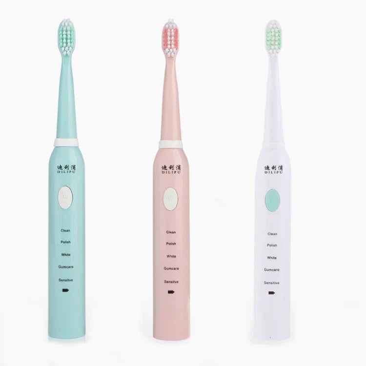 Bàn chải đánh răng điện DELIPU sạc pin, điều chỉnh 5 tốc độ sóng âm cho trẻ em và người lớn, chống nước, lông mềm làm trắng răng, cáp sạc USB (xanh dương), cáp sạc USB (trắng), đế sạc USB (xanh dương), đế sạc USB (hồng)