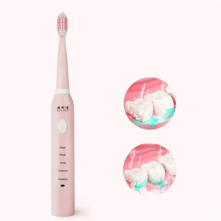 Bàn chải đánh răng điện DELIPU sạc pin, điều chỉnh 5 tốc độ sóng âm cho trẻ em và người lớn, chống nước, lông mềm làm trắng răng, cáp sạc USB (xanh dương), cáp sạc USB (trắng), đế sạc USB (xanh dương), đế sạc USB (hồng)
