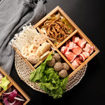 Bộ khay tre đựng lẩu có ngăn, khay gỗ đựng rau củ, khay lớn chín ngăn, khay sáu ngăn, khay tre lớn bốn ngăn, khay tre trung bốn ngăn, khay tre nhỏ bốn ngăn, khay tre ba ngăn, khay hai ngăn