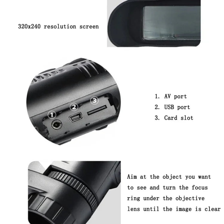Camera nhìn đêm kỹ thuật số độ phân giải cao có màn hình, chụp ảnh/ghi hình/tuần tra/hồng ngoại/nhìn đêm/ống nhòm, NV200C