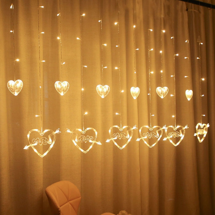 Đèn trang trí hình trái tim LED, rèm đèn, đèn dây trang trí lễ hội, phích cắm EU, ánh sáng trắng ấm, ánh sáng nhiều màu