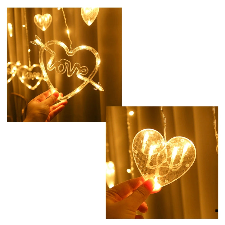 Đèn trang trí hình trái tim LED, rèm đèn, đèn dây trang trí lễ hội, phích cắm EU, ánh sáng trắng ấm, ánh sáng nhiều màu