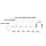 Đèn trang trí hình trái tim LED, rèm đèn, đèn dây trang trí lễ hội, phích cắm EU, ánh sáng trắng ấm, ánh sáng nhiều màu