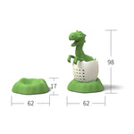 Lọc trà silicone hình khủng long cho bé, màu xanh may mắn, màu vàng ánh nến