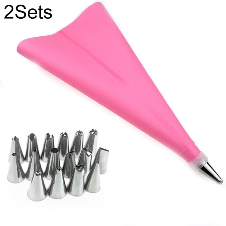 2 bộ túi bắt kem silicone tái sử dụng, dụng cụ trang trí bánh với 16 đầu phun