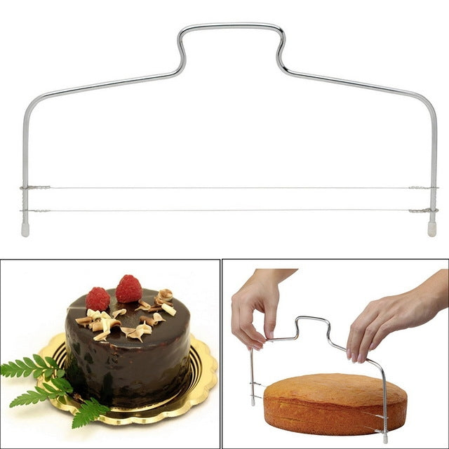 Dụng cụ cắt bánh bằng dây thép không gỉ có thể điều chỉnh, dụng cụ làm bánh tự làm, dụng cụ cắt bánh