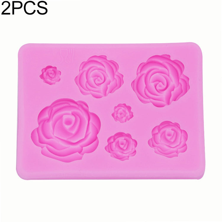2 cái khuôn làm xà phòng thủ công, khuôn socola fondant làm bánh 3D hình hoa hồng, khuôn silicone trang trí bánh, hình hoa (hồng), hình hoa (xám)