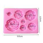 2 cái khuôn làm xà phòng thủ công, khuôn socola fondant làm bánh 3D hình hoa hồng, khuôn silicone trang trí bánh, hình hoa (hồng), hình hoa (xám)