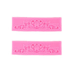 2 cái khuôn silicone fondant bánh, khuôn viền rỗng nổi, khuôn khung ảnh cổ điển