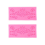 2 cái khuôn silicone fondant bánh, khuôn viền rỗng nổi, khuôn khung ảnh cổ điển