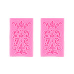 2 cái khuôn silicone fondant bánh, khuôn viền rỗng nổi, khuôn khung ảnh cổ điển