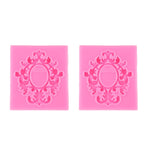 2 cái khuôn silicone fondant bánh, khuôn viền rỗng nổi, khuôn khung ảnh cổ điển