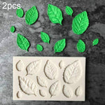 2 khuôn silicone lá làm bánh fondant trang trí đường, khuôn làm bánh socola hình lá