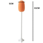 Bàn chải cốc dọc cán dài, bàn chải bọt biển rửa bình sữa trẻ em, dài 29cm, màu trắng, xanh dương, hồng