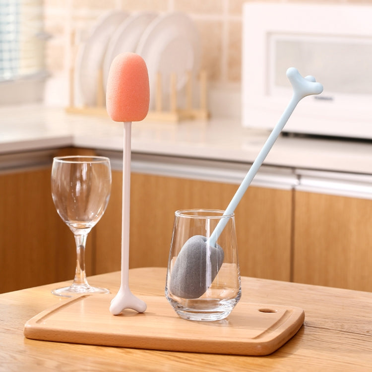 Bàn chải cốc dọc cán dài, bàn chải bọt biển rửa bình sữa trẻ em, dài 29cm, màu trắng, xanh dương, hồng
