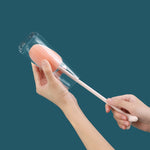 Bàn chải cốc dọc cán dài, bàn chải bọt biển rửa bình sữa trẻ em, dài 29cm, màu trắng, xanh dương, hồng